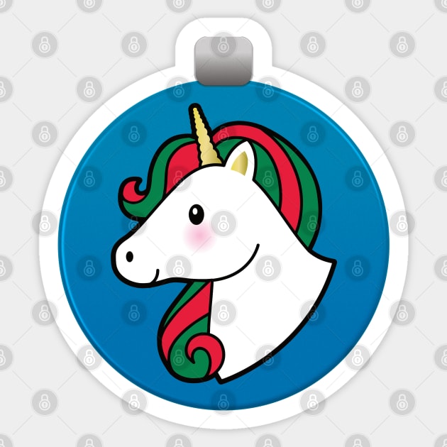 Unicorn Christmas Ornament Sticker by DPattonPD